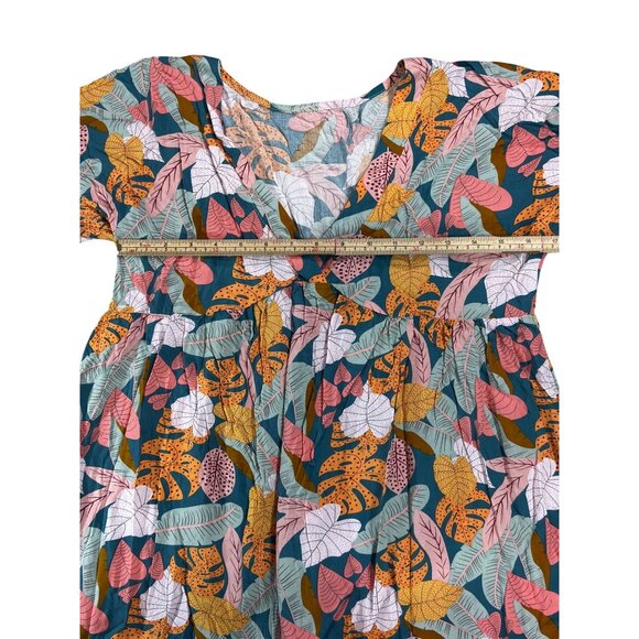 Vibrant Floral Print V-Neck Dress By Cupshe Size M - Picture 10 of 11